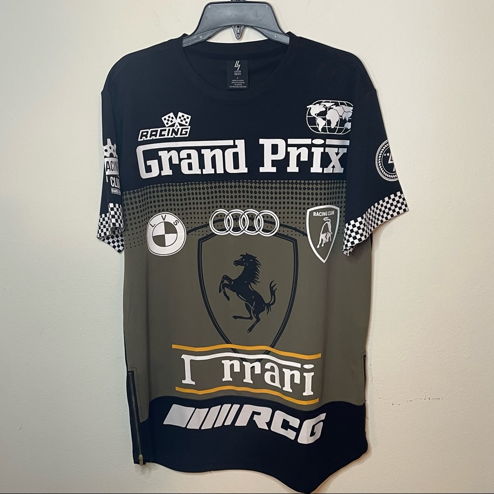 Men’s Grand Prix black and green shirt size Large